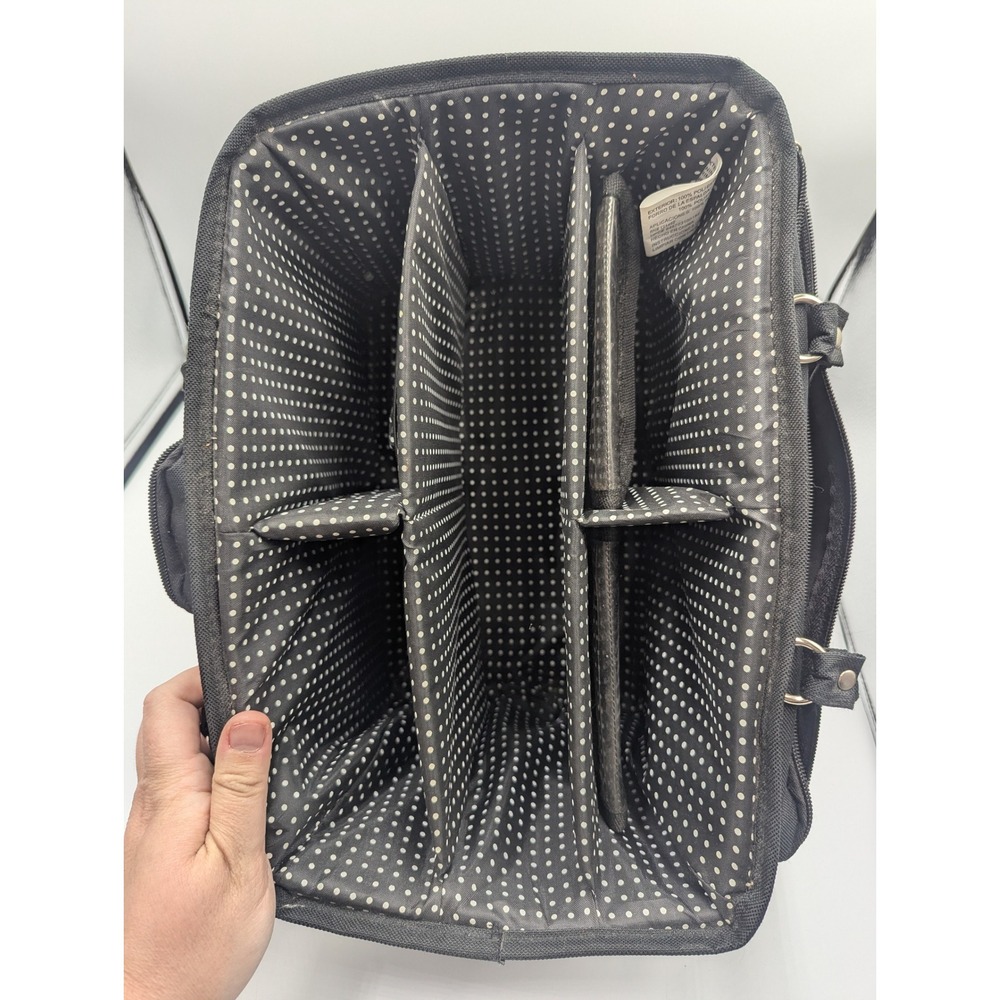Craft Organizer Storage Hobby Tote Black Polka Dot Multi-Pocket Large - Picture 6 of 14